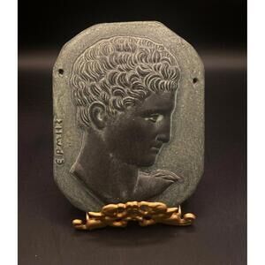 768 - Vintage Greek Relief Plaque Apollo Head Made in Greece Grand Tour 6”